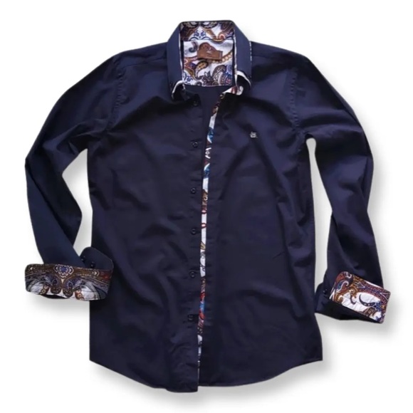 Etro Milano Vintage Navy Blue Button Front Men's Shirt,Size S - Picture 2 of 9